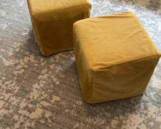 Pair of Velvet Cube Ottomans