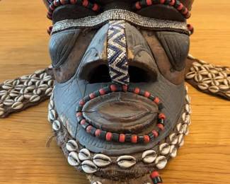 Antique African Mask with Cowrie Shells