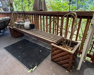 Redwood Bench with planters