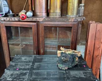 Vintage cabinets, Vintage fire extinguishers, Antique trunks