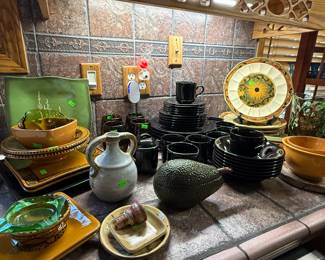 Vintage Black Japan Dish set