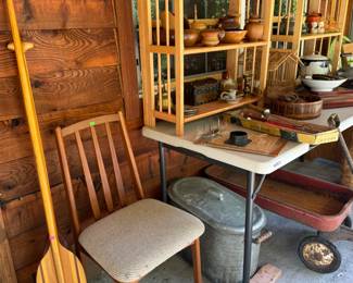 Vintage MCM chair, Vintage wood canoe paddles