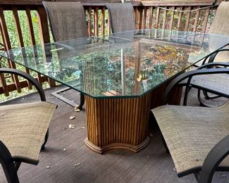 Bamboo and Glass Dining Table