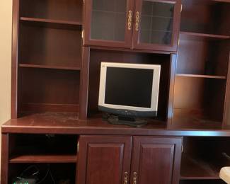 #52 Laminate Office hutch with 2 doors 2 glass doors and 6 shelves 66x21x30-72 $35.00