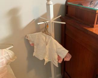 #68 White Painted Wood Kids Coat Rack - 45" Tall $40.00