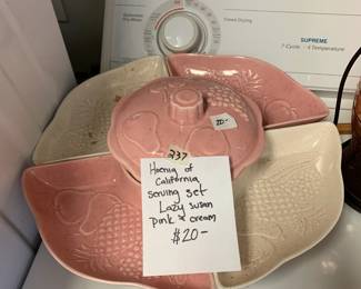 #237 Vintage Pink/white Hoenig California Serving Set - Lazy Susan $20.00