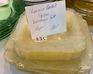 #235 Lorain Basket Yellow Luncheon Set - 14 pcs $20.00