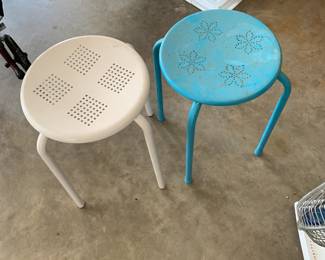 #138 White and Teal Stacking Stools $20.00