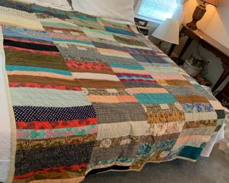#105 Scrappy Mixed Fabric Quilt - (as is) - 64x78 $50.00