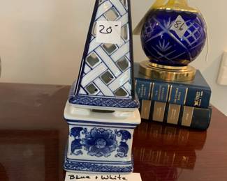 #216 Blue & White Obelisk $20.00