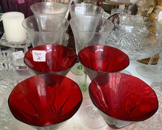 #187 Cristal d'Arques "Longchamp" Martini Glasses - Red - 4 pc $20.00