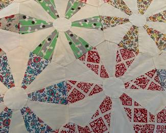 #211 Scrappy Machine Pieced Spinning Top Quilt Top - 74x84 $75.00
