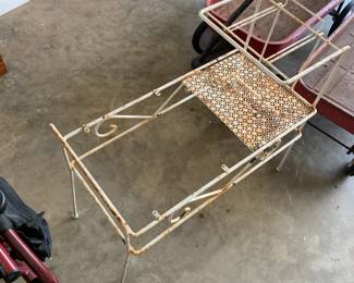 #140 Vintage Wrought Iron Step Patio Table - 27x12x26 $30.00