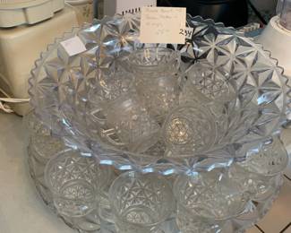 #234 Punch Bowl w/Underplate w/12 glasses $25.00