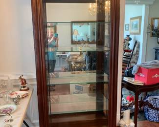 #4 Wood Lighted Display Cabinet w/side entry Doors (as is side door closing) w/4 glass Shelves - 1/4" Thick Shelves - 38x14x79 $100.00