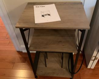 #58 Laminate Gray Distressed 3 shelf End Table w/electrical outlets - 16x12x26 $25.00