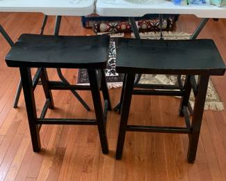 #15 Set of 2 Black Wood Stools - 18wx24T $30.00