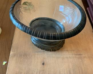 #181 Wood/Resin Glass Footed Compote (made in India) $20.00