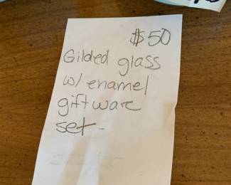 #173 Gilded Glass w/enamel giftware set $50.00