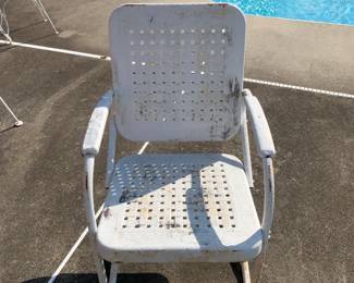 #128 Vintage Bouncy Chair w/squares on Back (as is rust) $75.00
