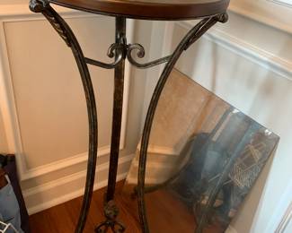 #9 Metal Base Marble Top End Table - 15 round x 35 Tall $75.00
