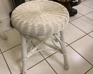 #76 White Wicker Stool - 18" Tall $30.00