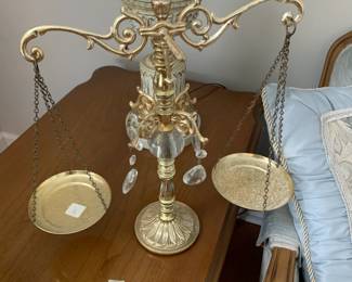 #193 Brass Set of Justice Scales w/Glass Prisms $20.00