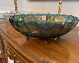 #174 Blue Carnival Footed Dish - 12" Long $20.00