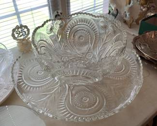 #8 Heavy Cut Crystal Punch Bowl and 24" Diameter Underplate $75.00