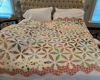 #211 Scrappy Machine Pieced Spinning Top Quilt Top - 74x84 $75.00