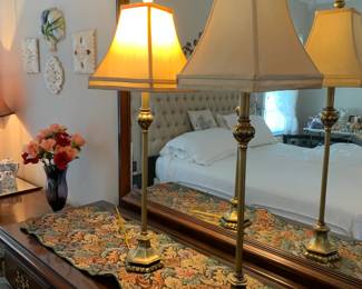 #96 Set of 2 Brass Buffet lamps - 31" Tall $40.00