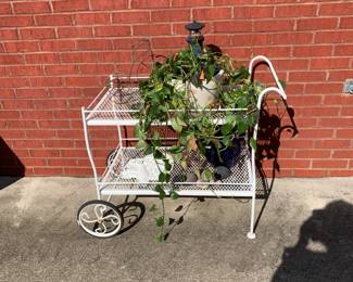 #117 White Wrought Iron Tea Cart w/2 wheels - 34x19x24 $75.00