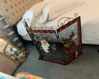 #101 Christmas Metal 3 panel Fire screen - 48 Total Width x 32" Tall $75.00