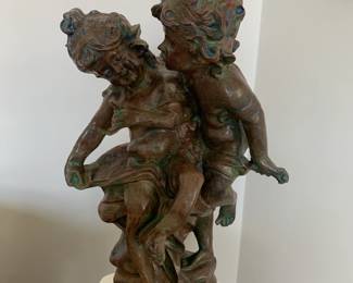 #30 Resin Statue of 2 Kids - 17" Tall $20.00