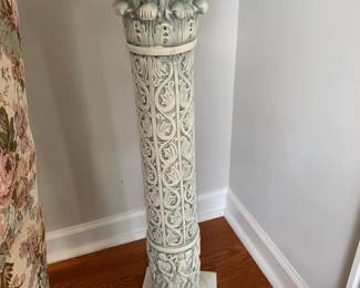 #31 Ceramic White Painted Fern Stand w/gray accents - 36" Tall $35.00