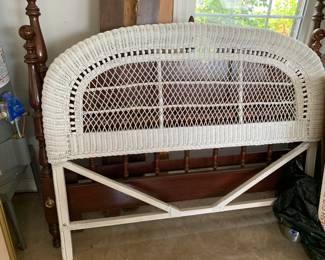 #135 White Wicker Queen Headboard Only $65.00