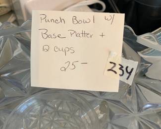 #234 Punch Bowl w/Underplated w/12 glasses $25.00
