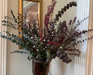 #13 Metal Stand w/amber colored Vase w/ flowers & Lighted Stems - Pot - 12" Tall $30.00