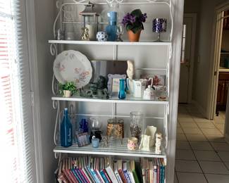 #110 White Metal 4 Shelf w/Glass Bakers Rack - 35x12x74 $120.00