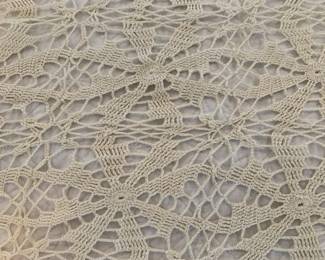 #213 Hand Croqueted Coverlet - cream color 94x94 $30.00