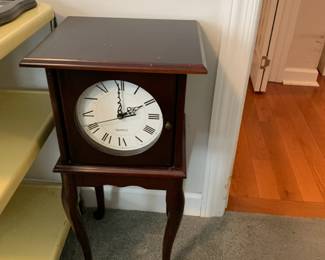 #74 Clock Quartz End Table - 14square x 27 - Battery operated $30.00