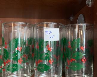 #239 Set of 13 Christmas Glasses $20.00