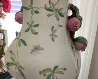 #19 Ceramic Base Lamp w/butterflies and Fruit - (as is shade) - 28" Tall $60.00