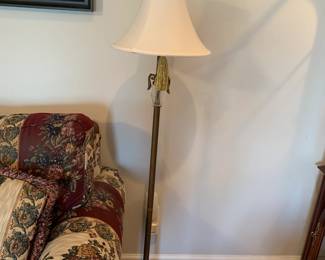 #47 Metal Floor Lamp - 61" Tall - Heavy w/glass finial $45.00