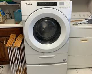 #111 Whirlpool Front Load Washing Machine w/pedestal Model WFW5628HW $100.00