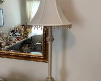 #73 Set of 2 Metal White Distressed Buffet Lamps - 32" Tall $40.00