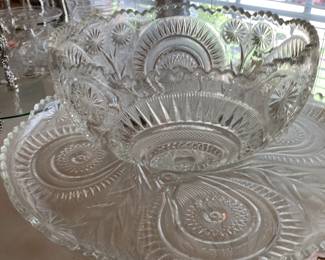 #8 Heavy Cut Crystal Punch Bowl and 24" Diameter Underplate $75.00