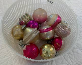 #202 11 Shiny Brite Various Shape Balls $35.00