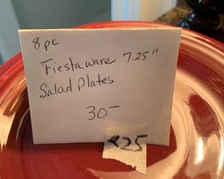 #225 8 pc Fiesta Salad Plates - 7.25" $30.00