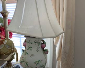 #19 Ceramic Base Lamp w/butterflies and Fruit - (as is shade) - 28" Tall $60.00